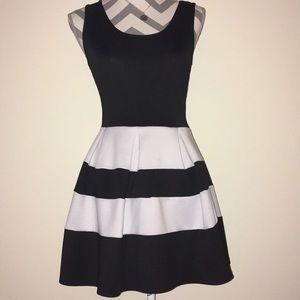Striped Black & White Skater Dress